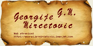 Georgije Mirčetović vizit kartica